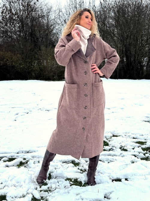 Zimní kabát pařená vlna světle hnědý zateplený