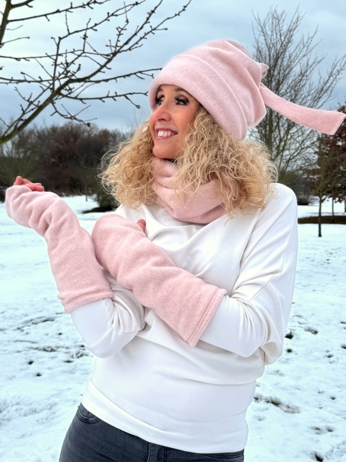 Fleesové nátepníky růžové