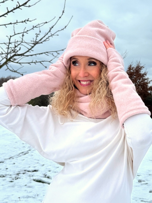 Fleesové nátepníky růžové