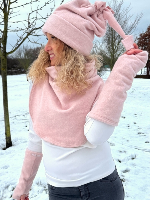 Fleesové nátepníky růžové