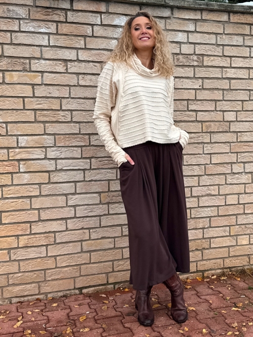 Kalhotová sukně maxi hnědá čokoláda