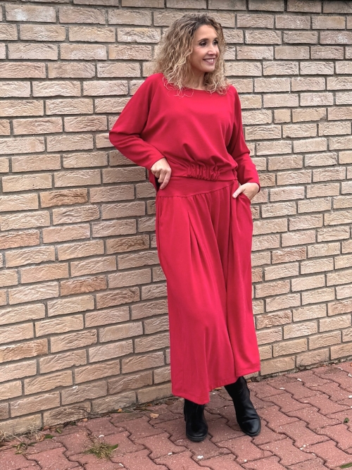 Kalhotová sukně maxi tmavě červená