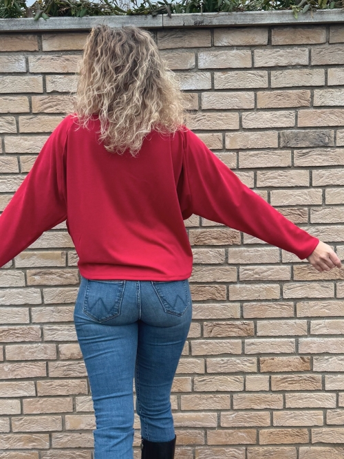 Volná tunika s gumou tmavě červená