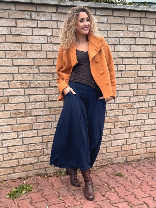 Kalhotová sukně maxi tmavě modrá