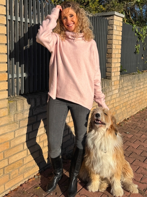 Bavlněná fleecová mikina růžová