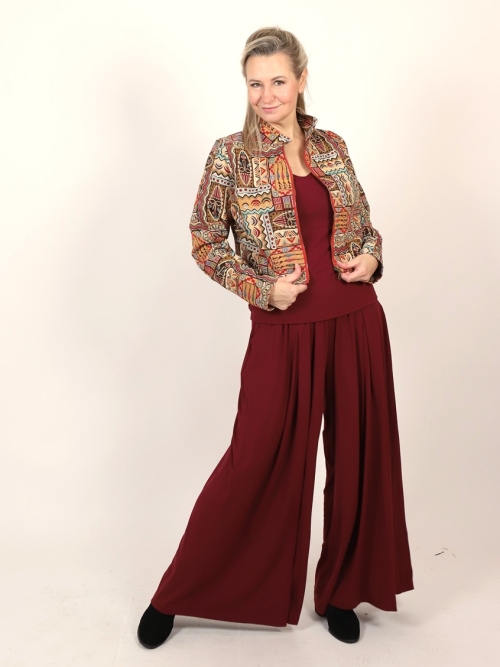 Kalhotová sukně vínová dlouhá