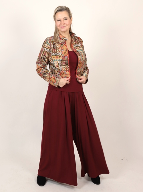 Kalhotová sukně vínová dlouhá