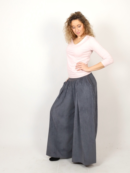 Kalhotová sukně šedý manžestr