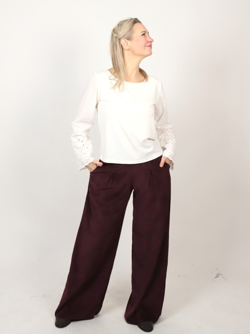 Manžestrové kalhoty tmavě fialové