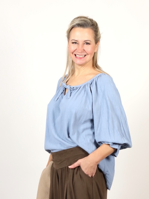 Tunika se lnem světle modrá