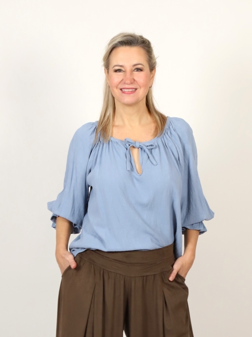 Tunika se lnem světle modrá