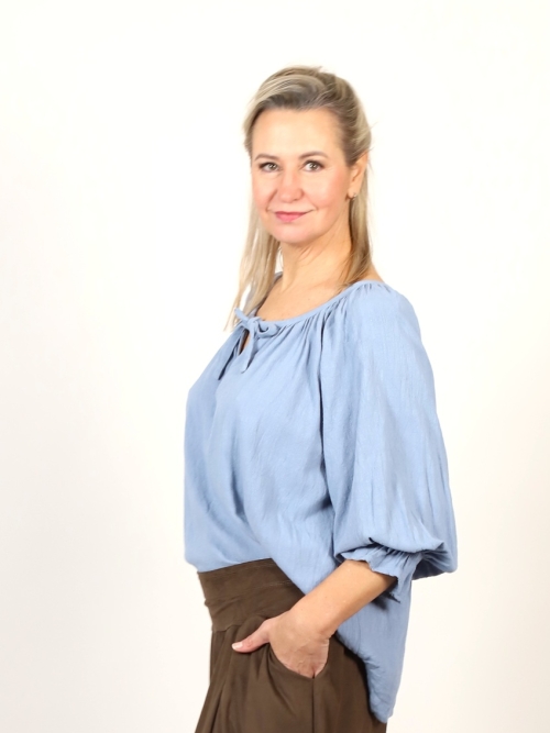 Tunika se lnem světle modrá