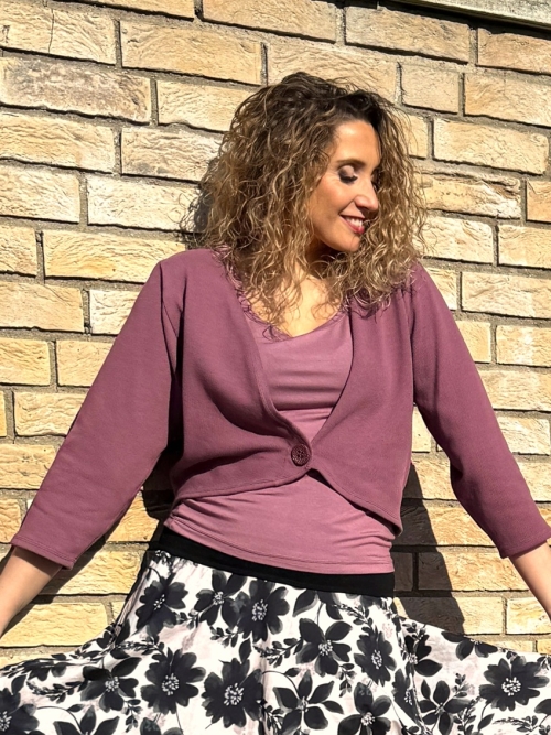 Volný twinset starorůžový