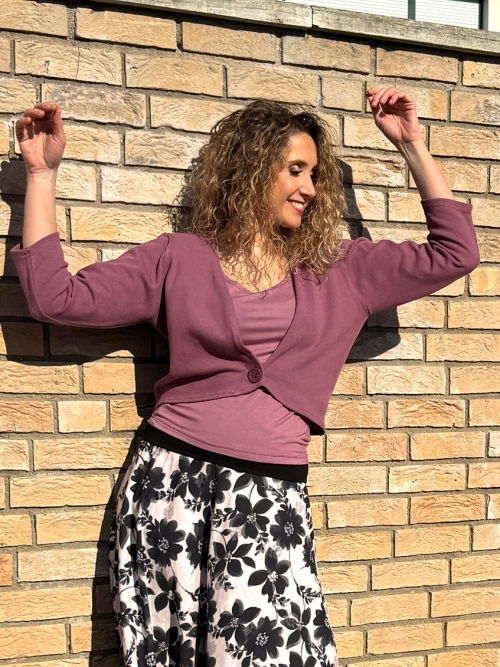 Volný twinset starorůžový