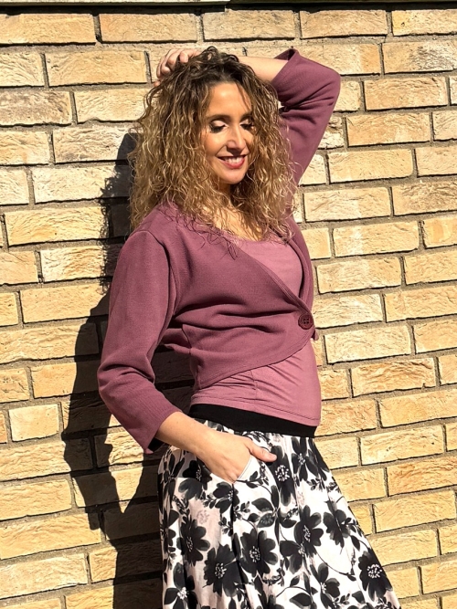 Volný twinset starorůžový