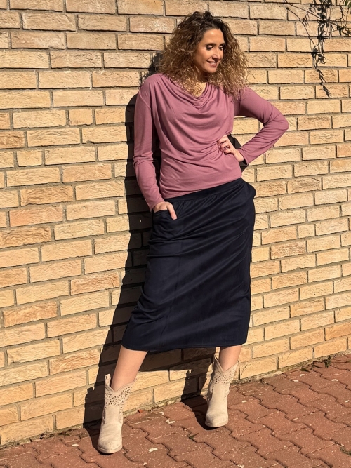 Sukně tmavě modrý semiš