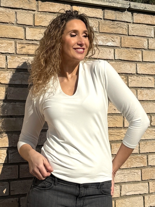 Tričko zdvojené s malým stojáčkem smetanové