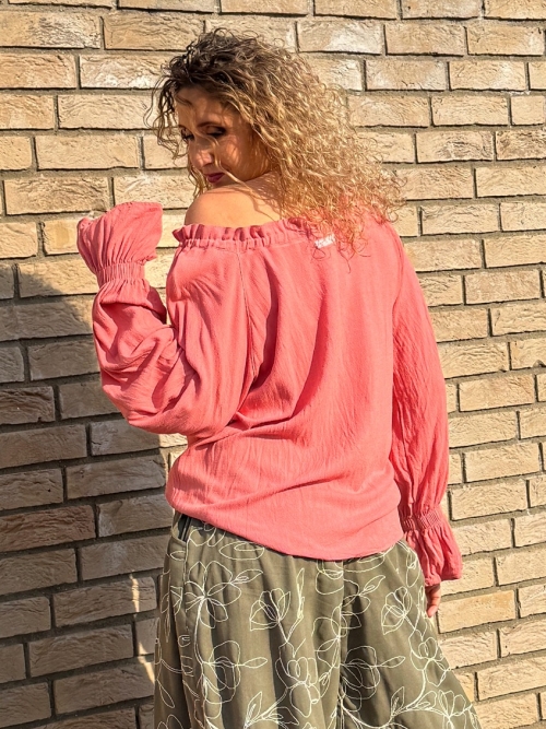 Tunika se lnem lososová