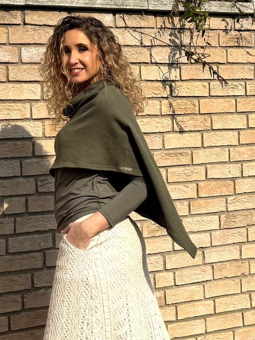 Pončo bavlněné- khaki