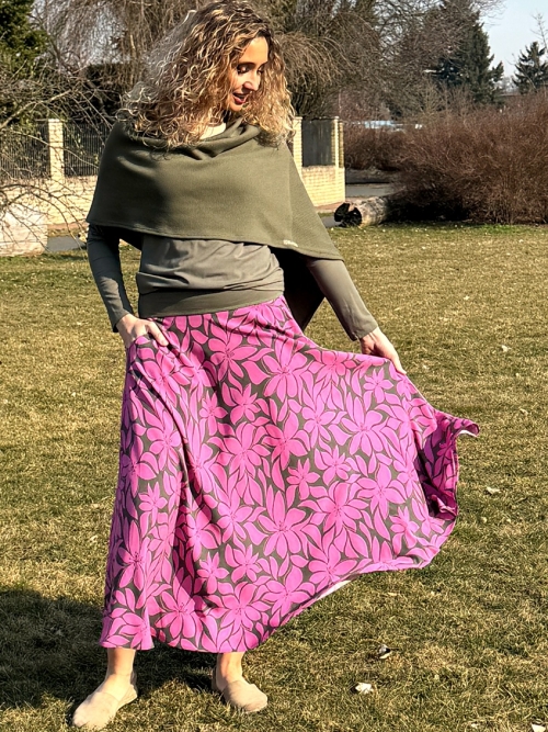 Polokolová sukně-růžovo khaki