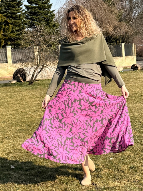 Polokolová sukně-růžovo khaki