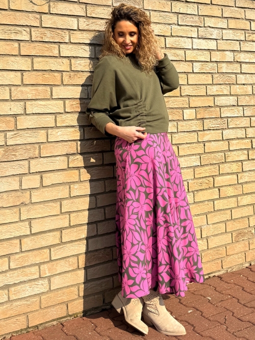 Polokolová sukně-růžovo khaki
