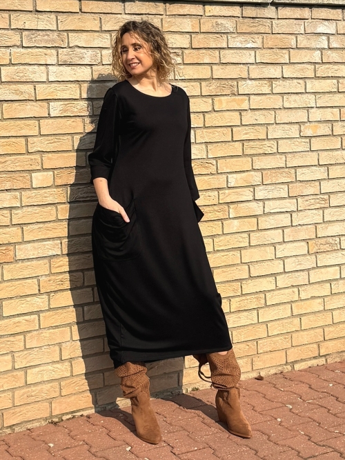 Balonové šaty s kapsami - dlouhé