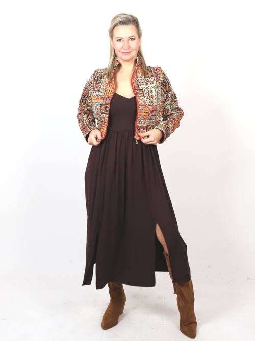 Šaty s rozparky hnědé