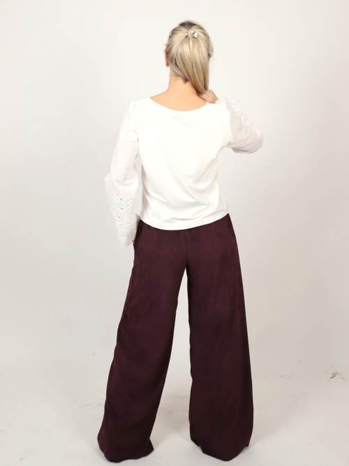 Manžestrové kalhoty tmavě fialové