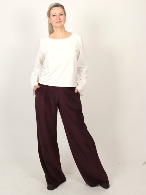 Manžestrové kalhoty tmavě fialové