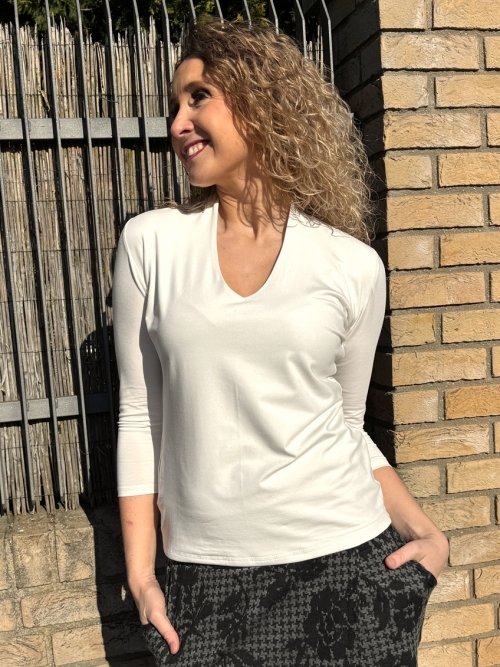 Tričko zdvojené s malým stojáčkem smetanové