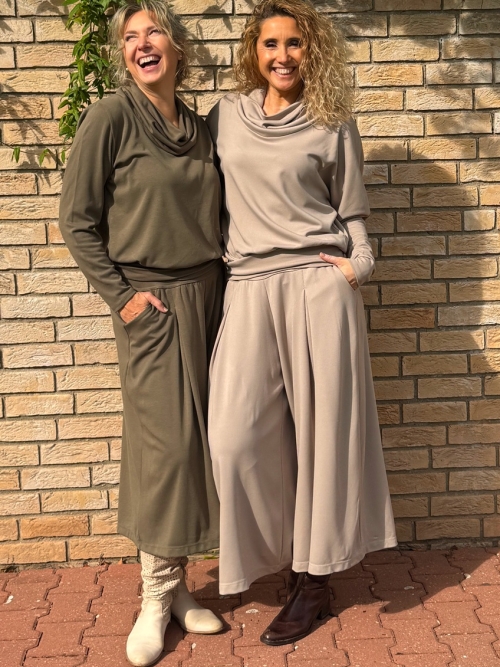 Kalhotová sukně maxi béžová