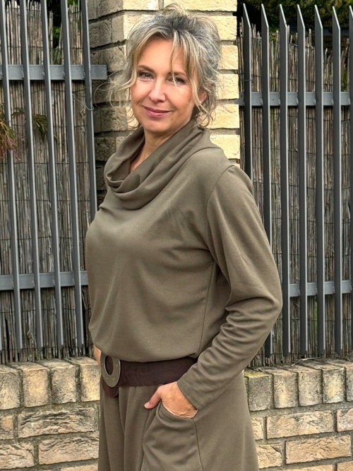 Rolák s pružným pasem khaki