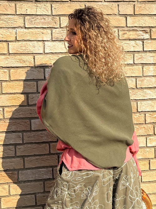 Pončo bavlněné- khaki