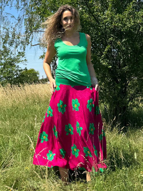 Polokolová sukně-růžovo zelená