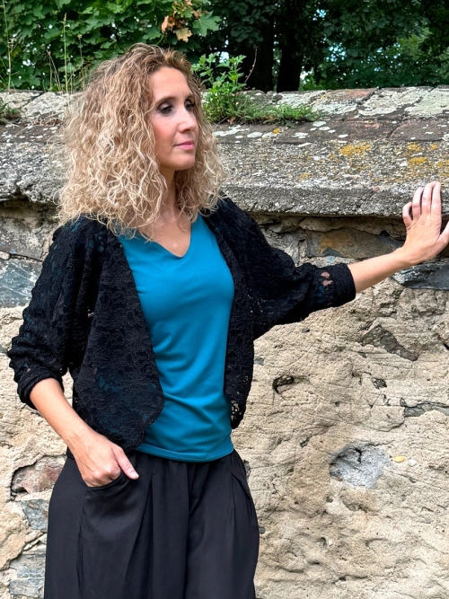 Kardigan krátký černá krajka