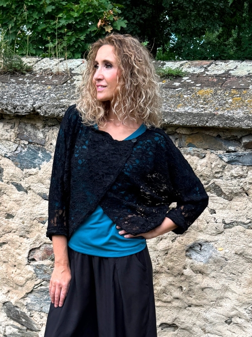 Kardigan krátký černá krajka