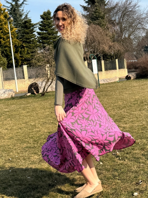 Polokolová sukně-růžovo khaki