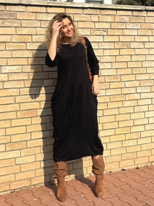 Balonové šaty s kapsami - dlouhé