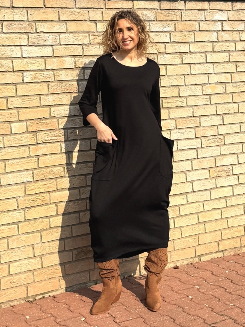 Balonové šaty s kapsami - dlouhé