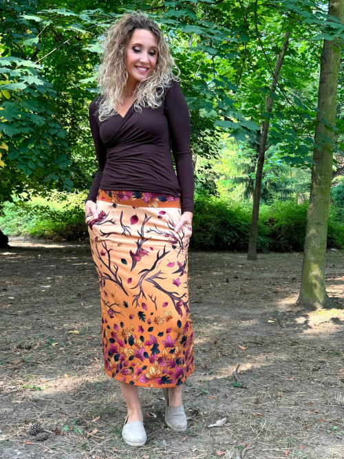 Sukně s originálním potiskem La déesse listy