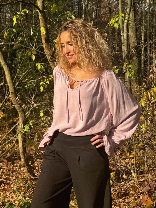 Tunika se lnem pudrově růžová