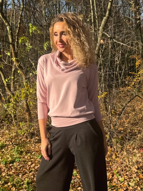 Rolák s pružným pasem pudrově růžový