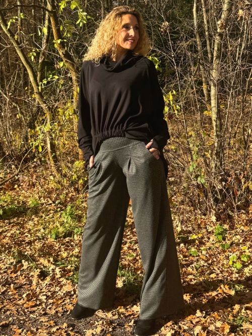 Kalhoty tmavé černošedé