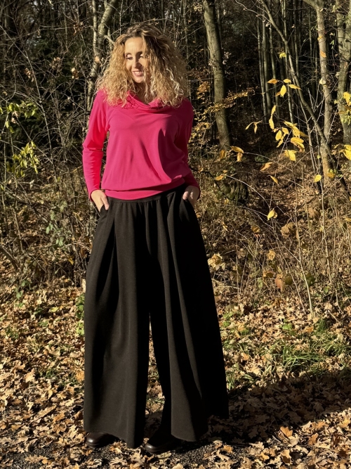 Kalhotová sukně dlouhá tmavě hnědá