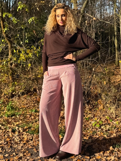 Manžestrové kalhoty růžové