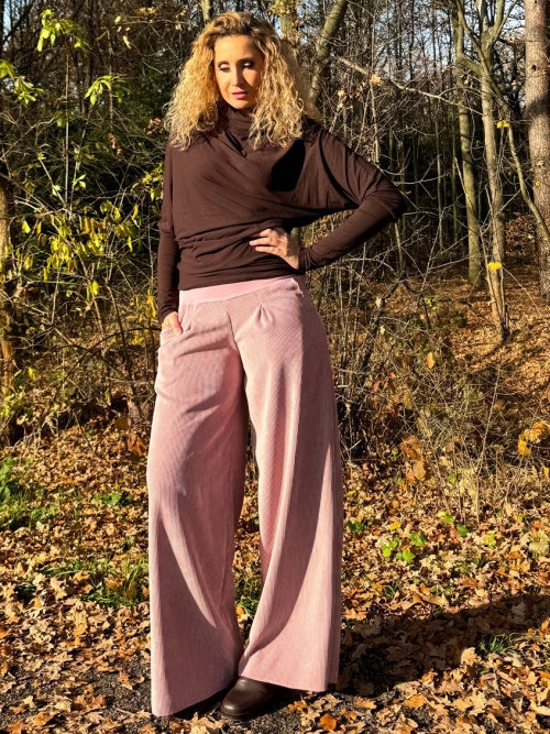 Manžestrové kalhoty růžové