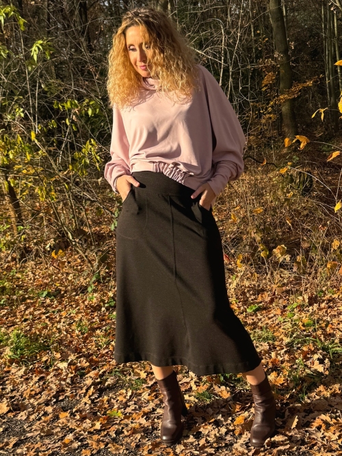 Zvonová sukně tmavě hnědá