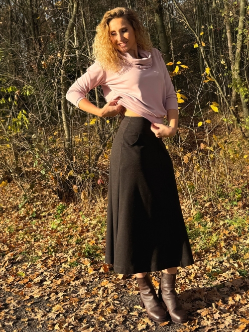 Zvonová sukně tmavě hnědá