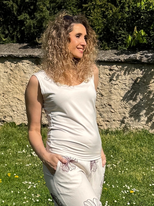 Tričko bez rukávů smetanová